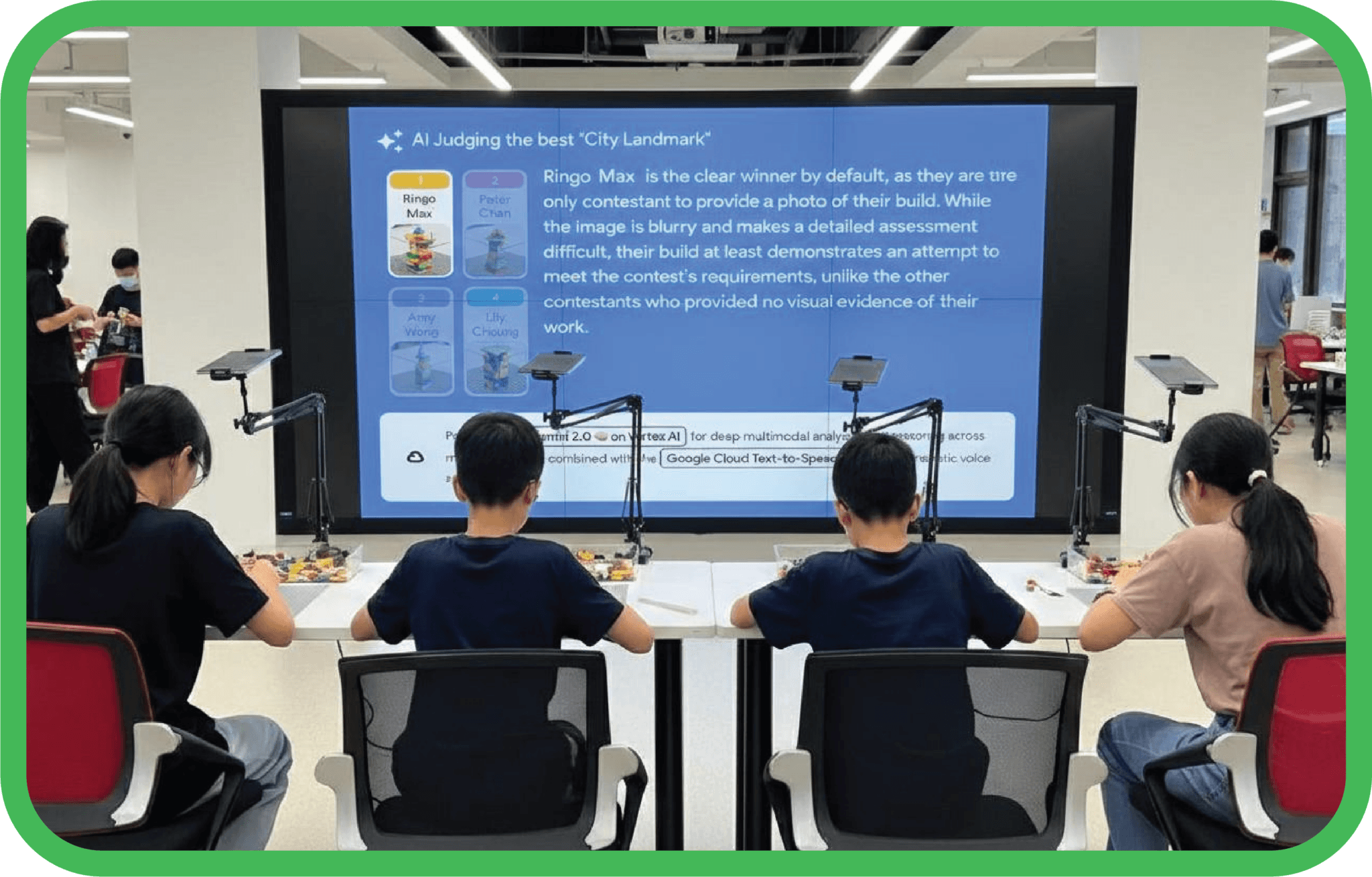 Students collaborating in a LexBuild classroom activity